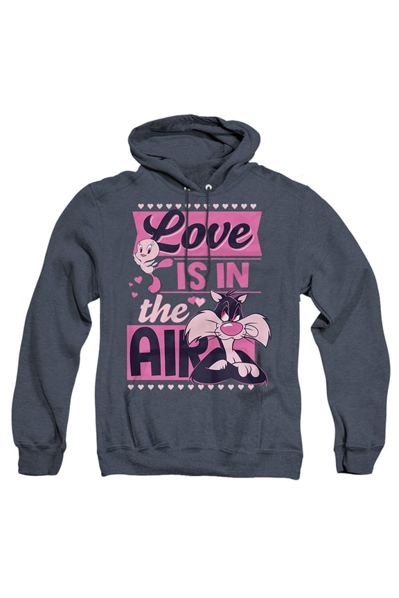 Looney Tunes Valentine's Day Tweety Sylvester Love in the Air Unisex Adult Pull-Over Heather Hoodie