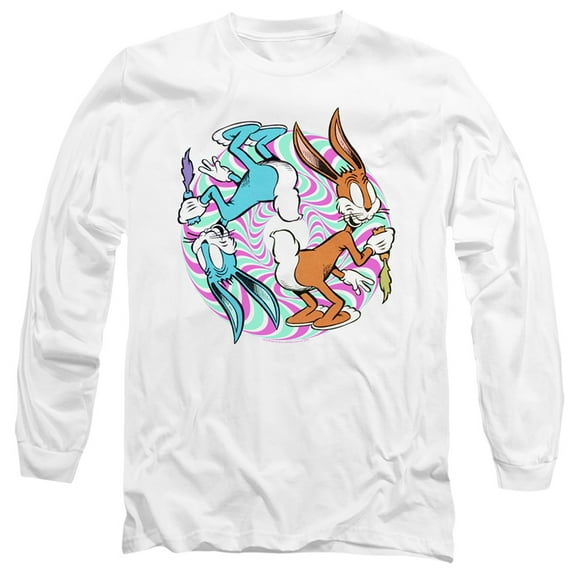 Looney Tunes Wacky Wabbit Long Sleeve Adult 18/1 T-Shirt White
