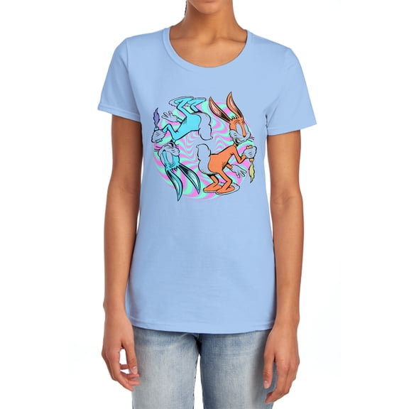 Looney Tunes Wacky Wabbit Women's T Shirt, Light Blue, X-Large