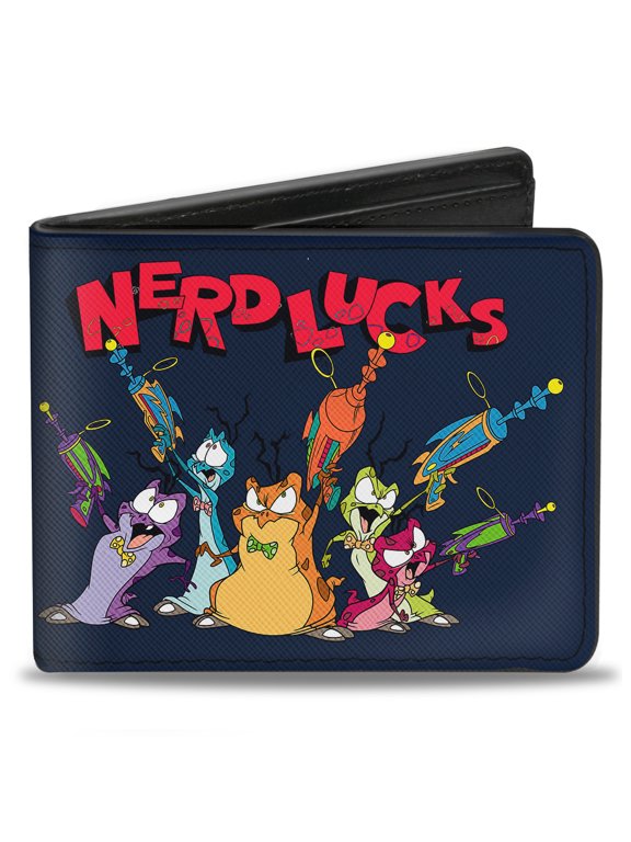 Looney Tunes Wallet, Bifold, Nerdlucks Shooting Group Poses Navy Red, Vegan Leather