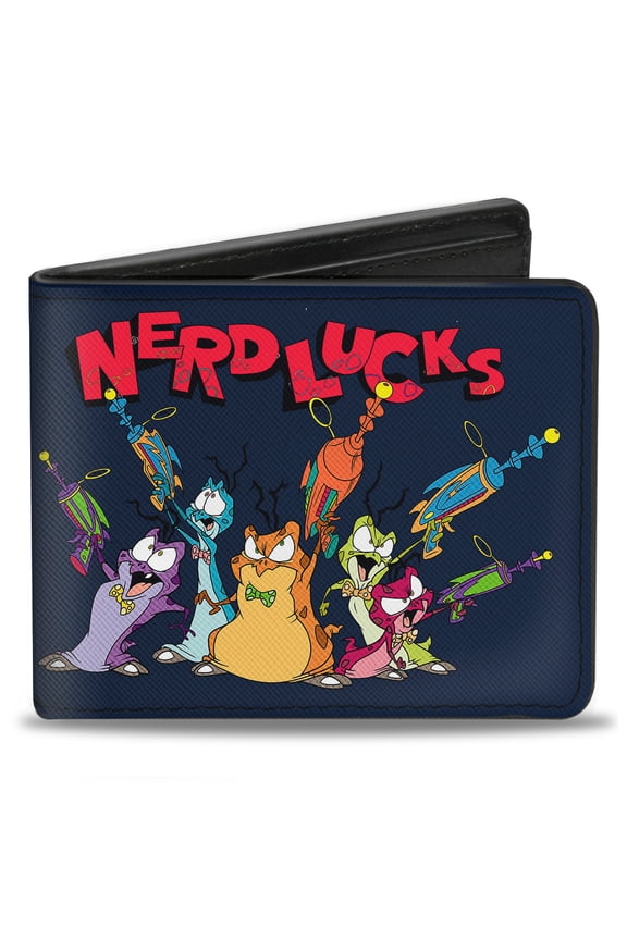 Looney Tunes Wallet, Bifold, Nerdlucks Shooting Group Poses Navy Red, Vegan Leather