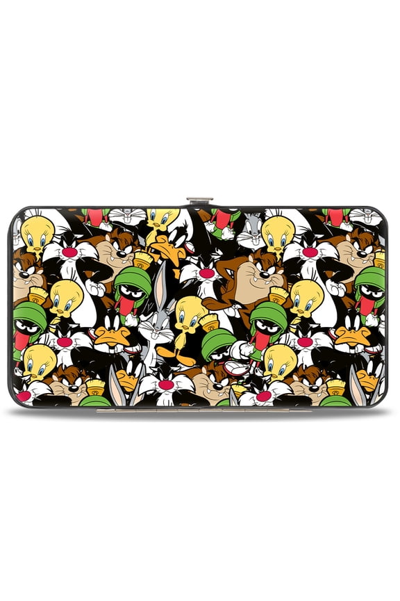 Looney Tunes Wallet, Hinged, Looney Tunes Character Stacked Collage, Vegan Leather