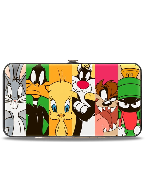 Looney Tunes Wallet, Hinged, Looney Tunes Classic Character Blocks Multi Color, Vegan Leather
