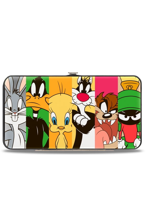 Looney Tunes Wallet, Hinged, Looney Tunes Classic Character Blocks Multi Color, Vegan Leather