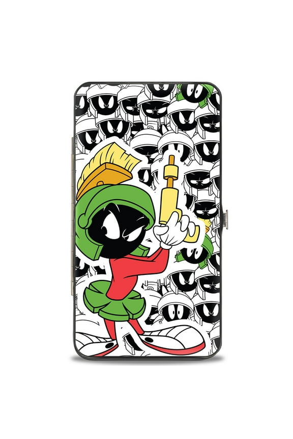 Looney Tunes Wallet, Hinged, Marvin the Martian Ray Gun Expressions Portrait Multi Color, Vegan Leather