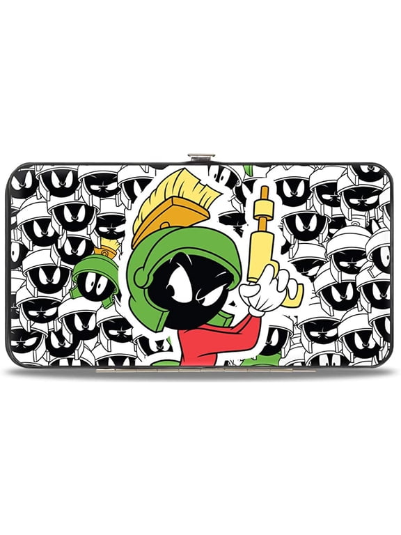 Looney Tunes Wallet, Hinged, Marvin the Martian Ray Gun Pose Landscape Multi Color, Vegan Leather