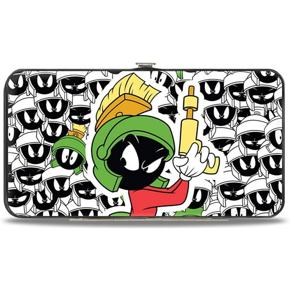 Looney Tunes Wallet, Hinged, Marvin the Martian Ray Gun Pose Landscape Multi Color, Vegan Leather
