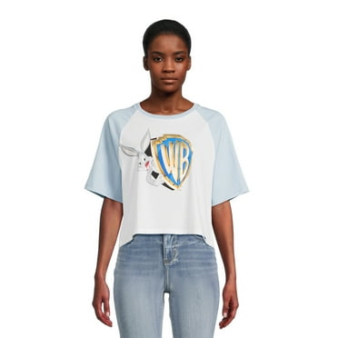 Looney Tunes Women’s Cropped Graphic Tee with Short Raglan Sleeves, Sizes XS-XXL