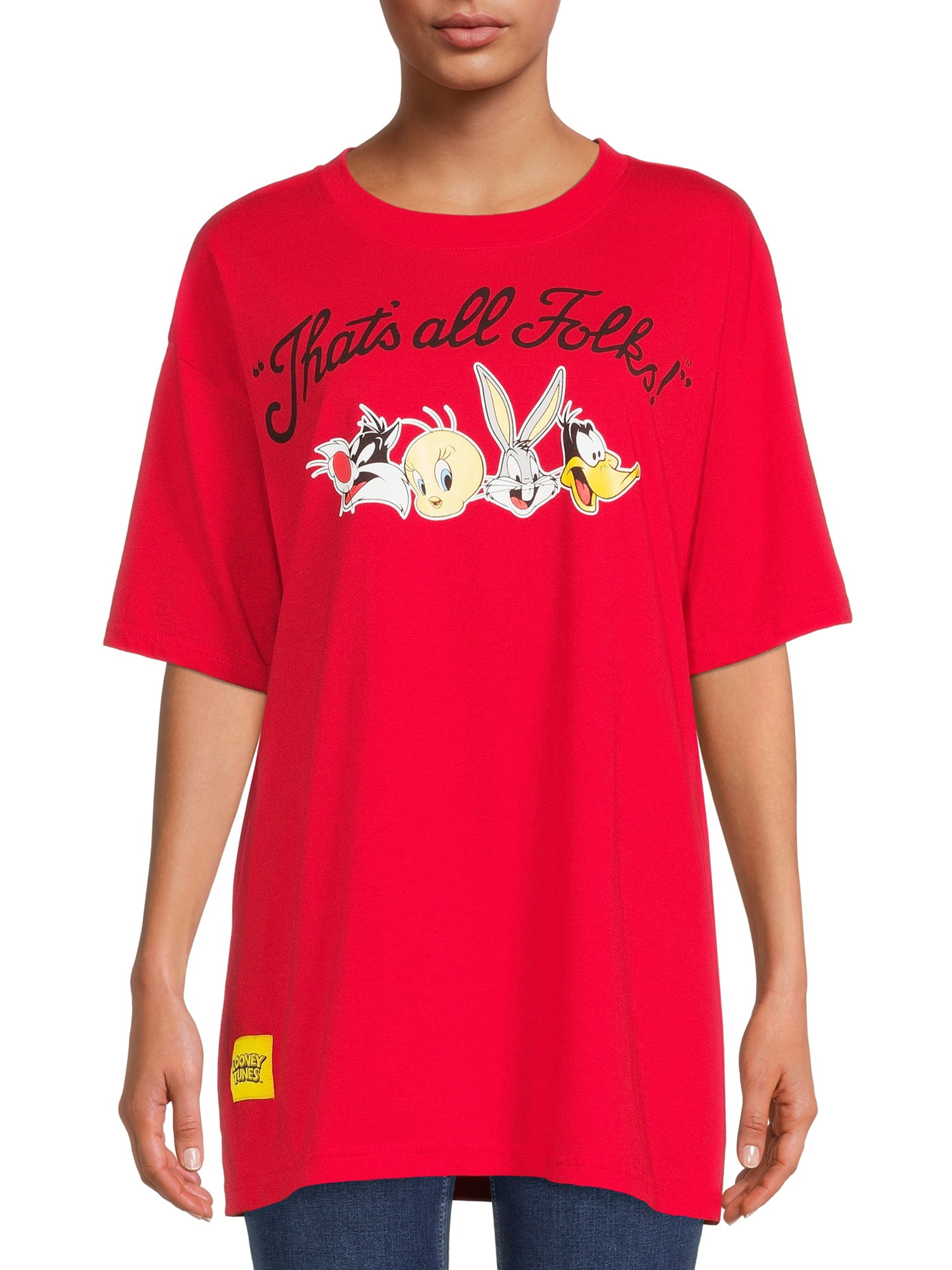 Looney Tunes Women's Juniors Oversized Graphic Tee - Walmart.com
