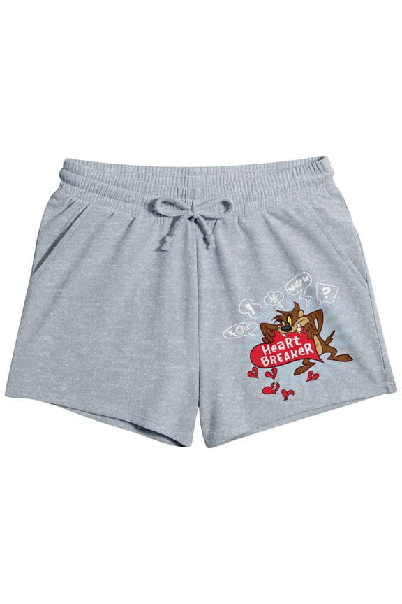 Looney Tunes Women's Lounge Shorts Taz Heart Breaker Graphic Elasticated Drawstring Waist Officially Licensed Adult Sleepwear-Small