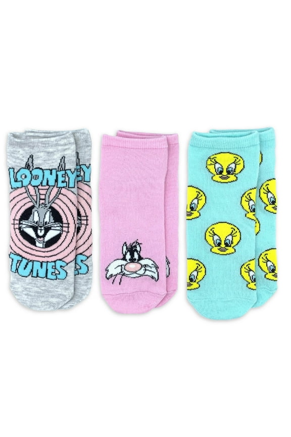 Looney Tunes Women's No Show Socks, 3-Pack, Size 4-10