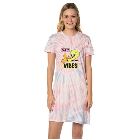 Looney Tunes Women's Tweety Bird Nap Vibes Nightgown Sleep Pajama Dress