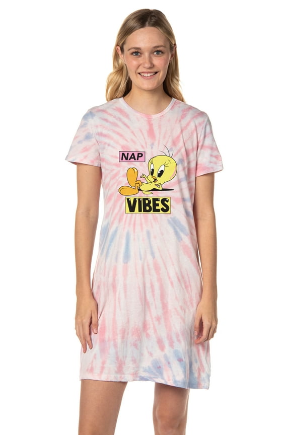 Looney Tunes Women's Tweety Bird Nap Vibes Nightgown Sleep Pajama Dress