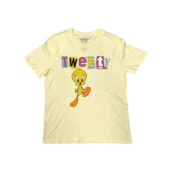 Looney Tunes Womens (Jrs) Yellow Tweety Bird Tee Shirt T-shirt Medium