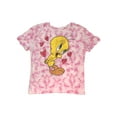 thumbnail image 1 of Looney Tunes Womens Pink Tie Dye Tweety Bird Distressed Look Tee Shirt Small, 1 of 1