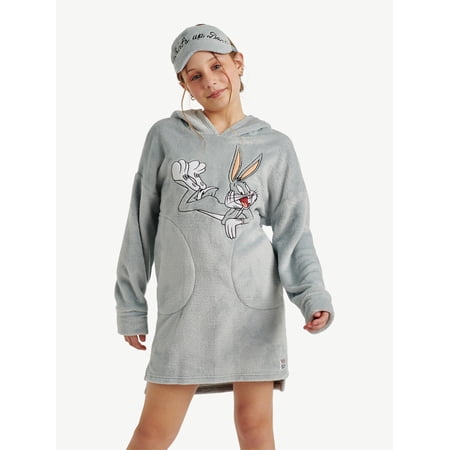 Looney Tunes X Justice Girls Long Sleeve Sleep Hoodie and Eyemask, 2-Piece, Sizes