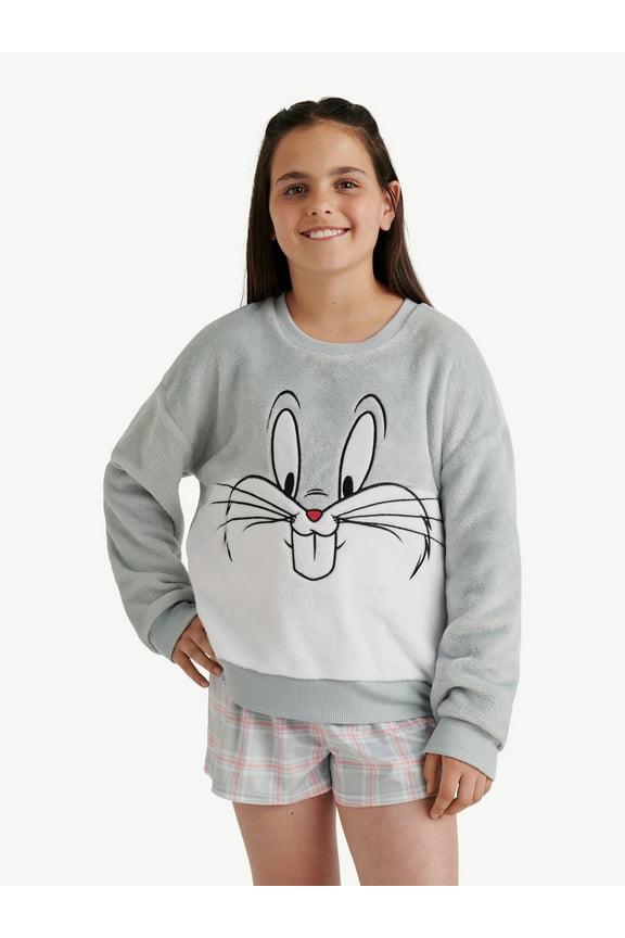 Looney Tunes X Justice Girls Long Sleeve Sleep Top and Shorts, 2-Piece, Sizes 5-18