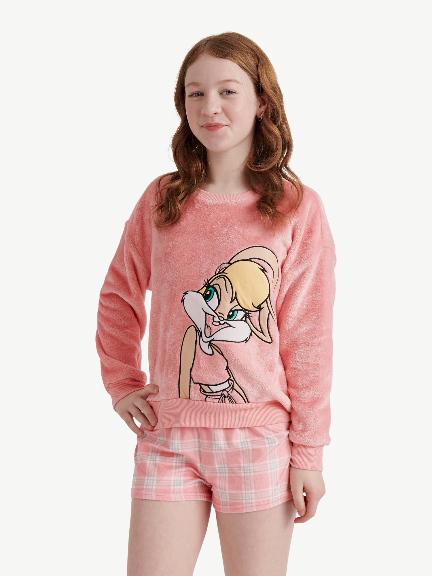 Looney Tunes X Justice Girls Long Sleeve Sleep Top and Shorts, 2-Piece, Sizes 5-18