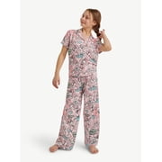 Looney Tunes X Justice Girls Short Sleeve Button Front Sleep Top and Sleep Pants, 2-Piece, Sizes 5-18