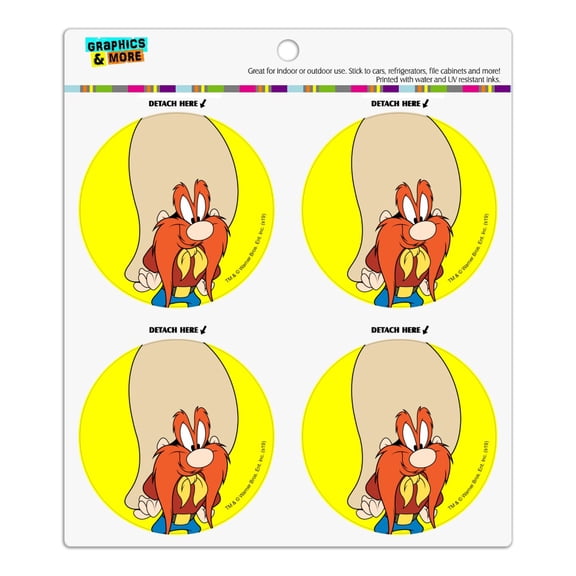 Looney Tunes Yosemite Sam Refrigerator Fridge Locker Vinyl Circle Magnet Set