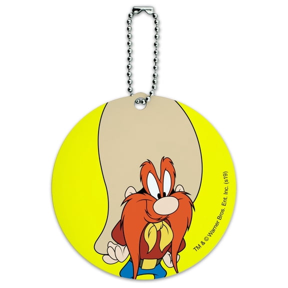 Looney Tunes Yosemite Sam Round Luggage ID Tag Card Suitcase Carry-On