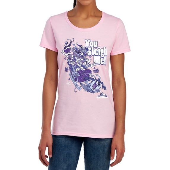 Looney Tunes You Sleigh Me Women's T Shirt, Pink, Large