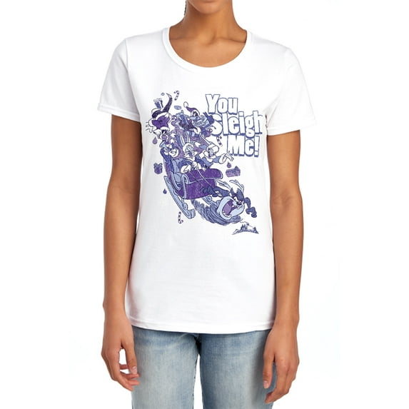 Looney Tunes You Sleigh Me Women's T Shirt, White, Large