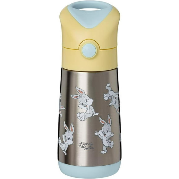 Looney Tunes by b.box 12 oz Insulated Kids Water Bottle: Keeps Drinks Cold up to 8 Hours, Warm up to 6 Hours. Triple Wall Stainless Steel Kids Drink Bottle w/Free Flow Silicone Straw Top