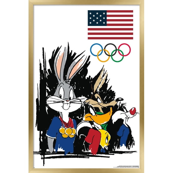 Looney Tunes x Team USA - Gold Medal Champs Wall Poster, 22.375" x 34" Framed