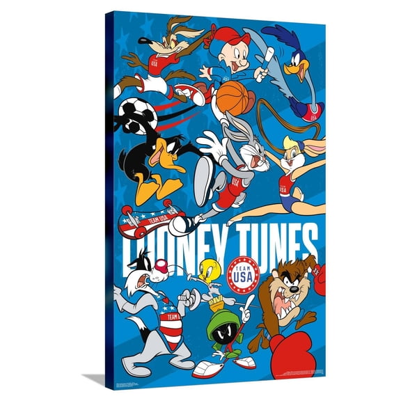 Looney Tunes x Team USA - Group Canvas Wall Poster, 22.375" x 34"