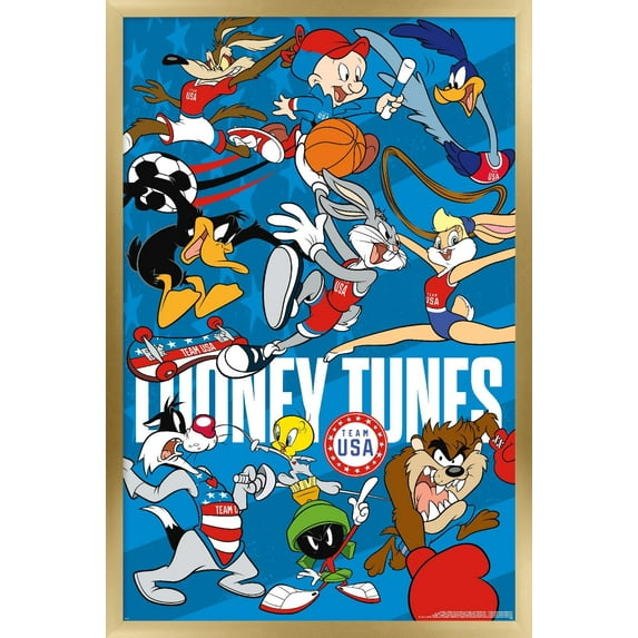Looney Tunes x Team USA - Group Wall Poster, 14.725" x 22.375" Framed