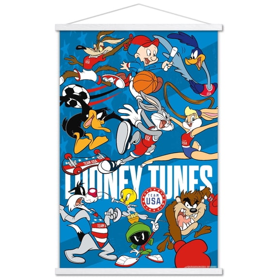 Looney Tunes x Team USA - Group Wall Poster with Magnetic Frame, 22.375" x 34"