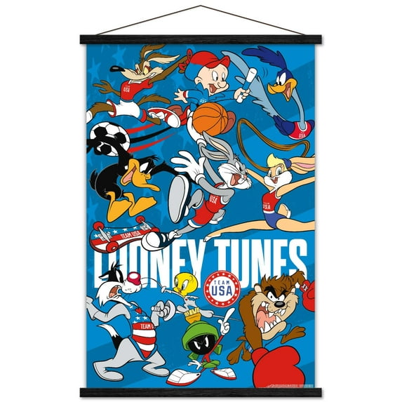 Looney Tunes x Team USA - Group Wall Poster with Magnetic Frame, 22.375" x 34"
