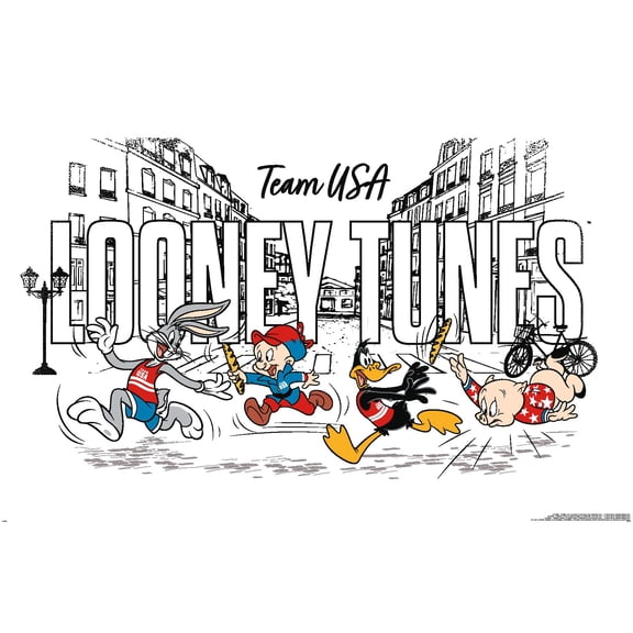 Looney Tunes x Team USA - Illustrated Race Wall Poster, 22.375" x 34"