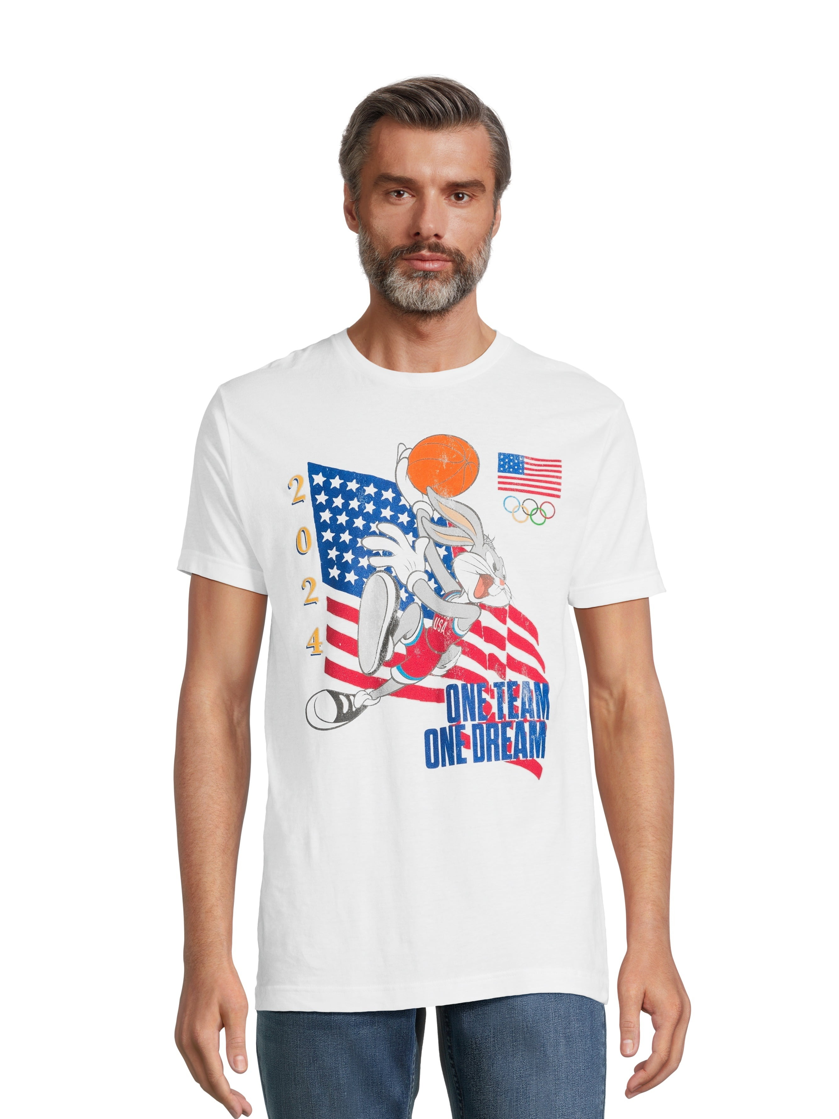 Looney Tunes x Team USA Men's & Big Men's Bugs Bunny Graphic Tee Shirt, Sizes S-3XL