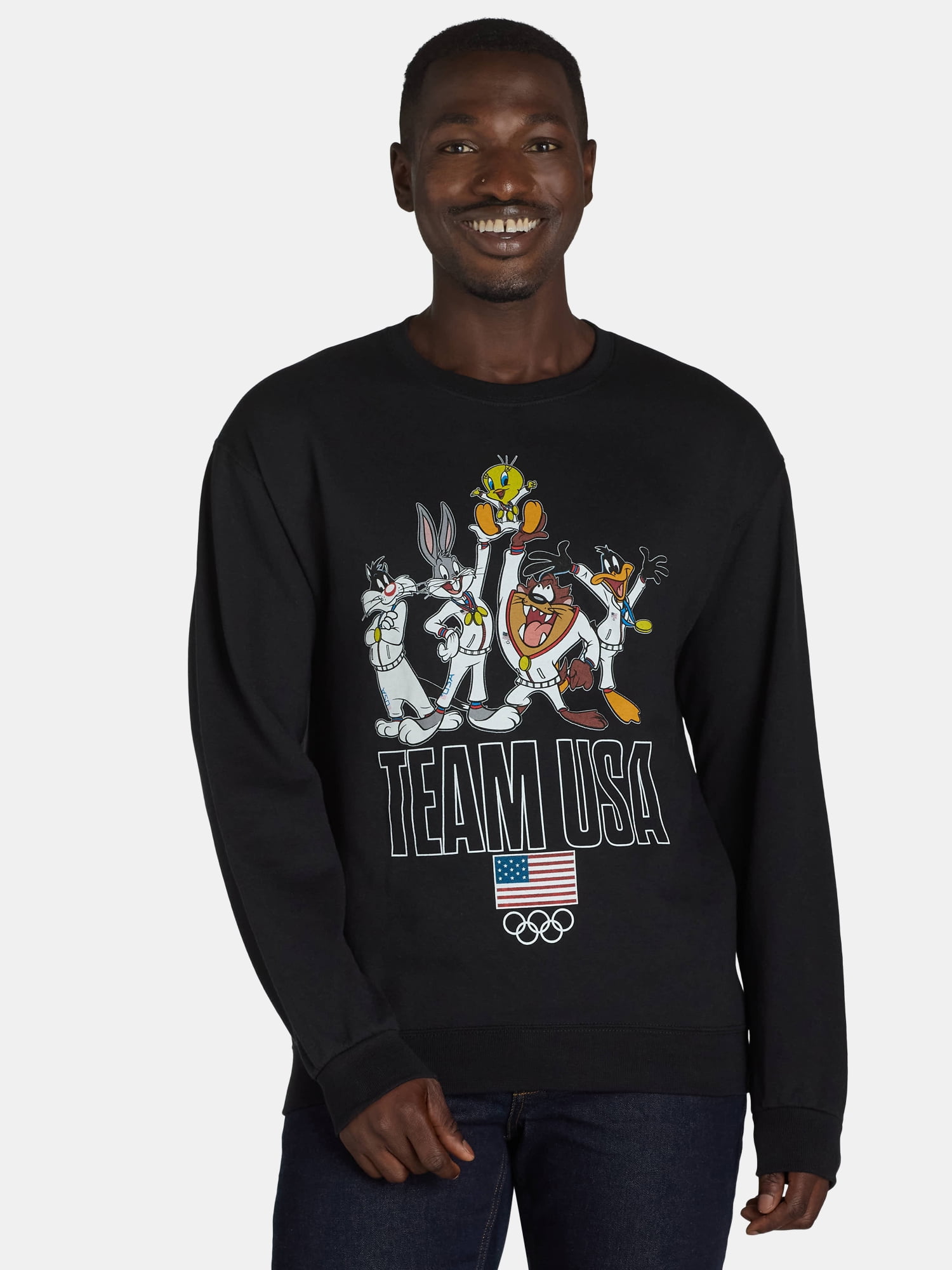 Looney Tunes x Team USA Olympics Men's and Big Men's Crewneck Fleece Pullover, Sizes S-3XL