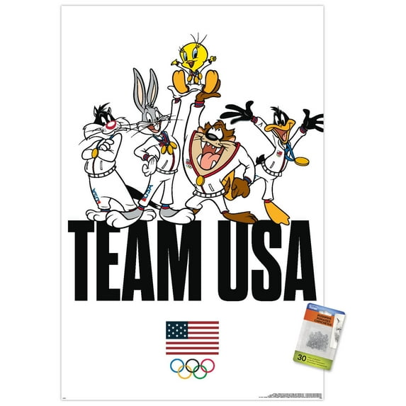 Looney Tunes x Team USA - Portrait Wall Poster with Pushpins, 22.375" x 34"