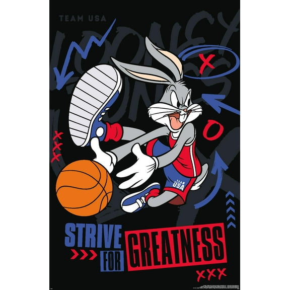 Looney Tunes x Team USA - Strive For Greatness Wall Poster, 14.725" x 22.375"