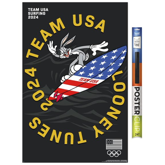 Looney Tunes x Team USA - Surfing Wall Poster, 22.375" x 34"