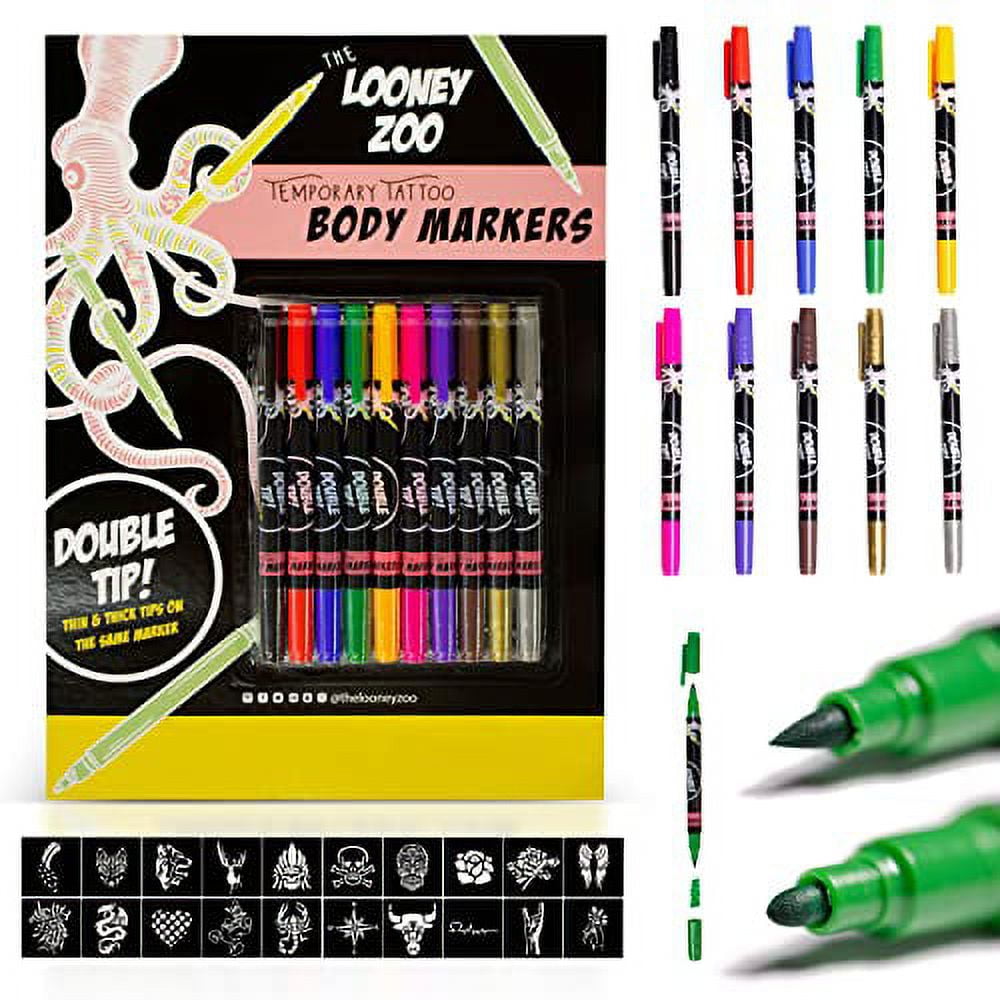 Dreamon 6-PCS Temporary Tattoo Markers for Skin,Washable Markers-Removable  Tattoo Markers Skin Safe Tattoo Kit for Teens, Kids, Adults,Tattoo Pens for