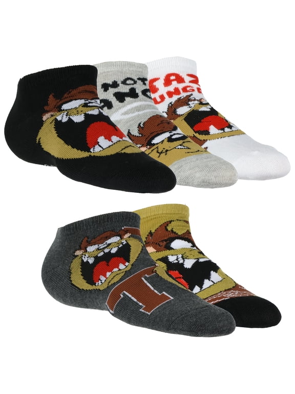 Tasmanian Devil Socks Taz Hungry 5 Pack Ankle Socks Fits Shoe Size 5-10
