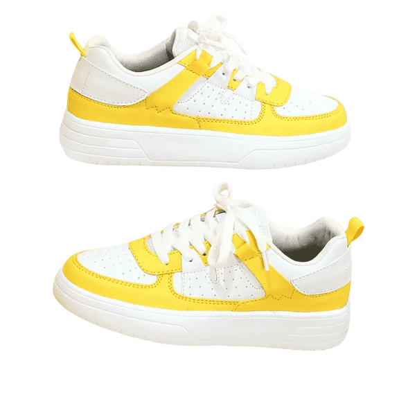 Loonyx Big Girls' Shoes with Arch Support, Fashion Sneakers, Flat Heel, Round Toe, Yellow, Size 4.5