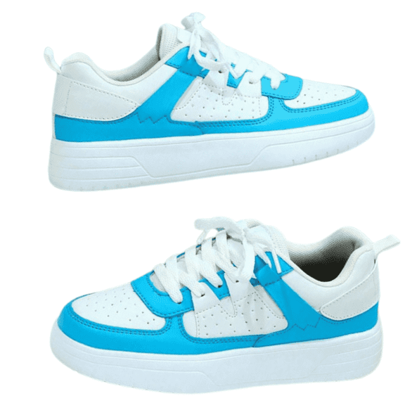 Loonyx Big Girls' Shoes with Arch Support, Fashion Sneakers, Flat Heel, Round Toe, Blue, Size 8