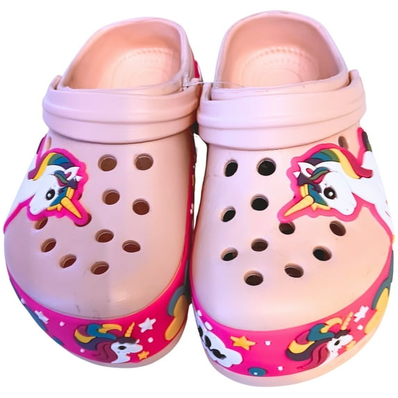 Loonyx Kids Unicorn Clog Slippers for Girls, Toddler Size 12, Light Pink