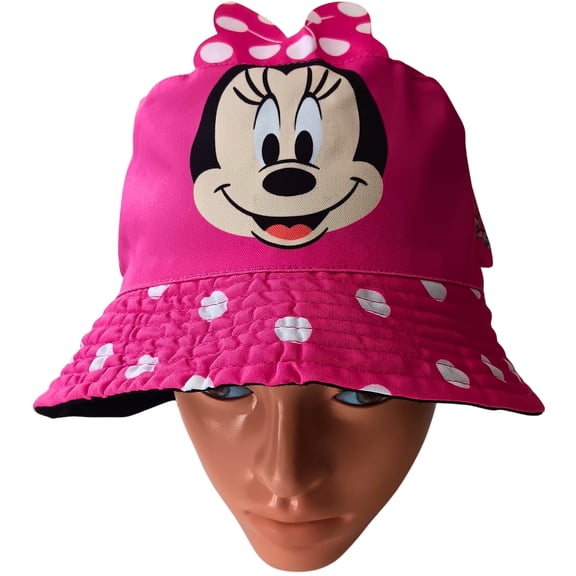 Loonyx Kids Pink Cartoon Minnie Mouse Girls Bucket Hat, Sun Protection, Ages 5-10