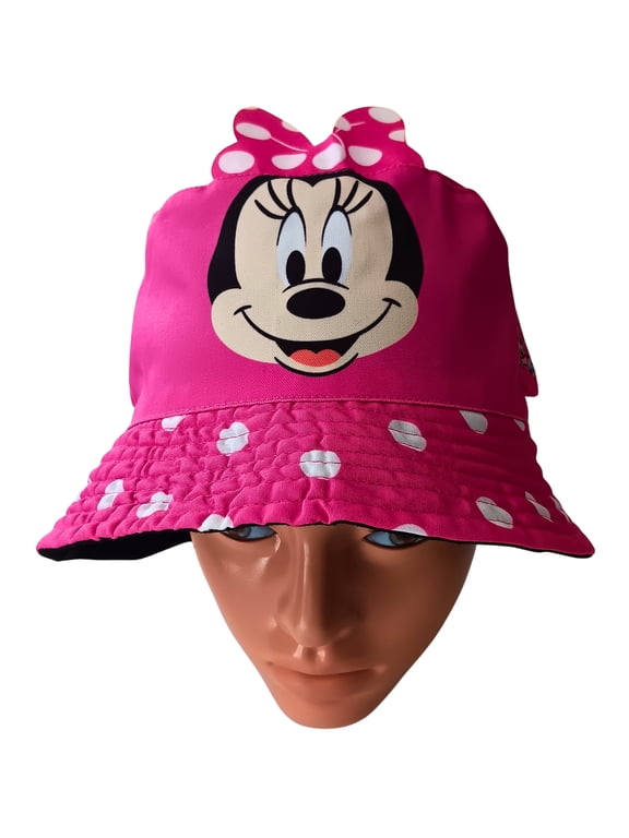 Kids Pink Cartoon Minnie Mouse Girls Bucket Hat, Sun Protection, Ages 5-10