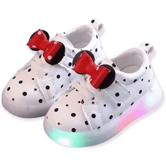 Loonyx Toddler Girl Bowknot Adjustable Straps Sneakers, White Round Toe Platform, Size 5