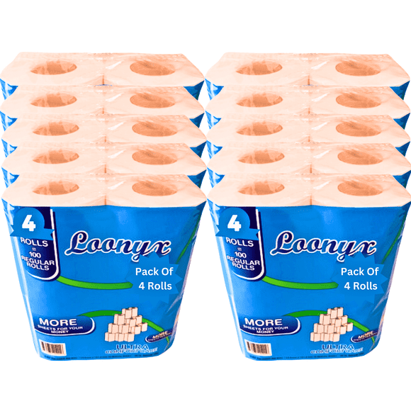 Loonyx Ultra Soft & Strong White Toilet Paper 2-Ply, 40 Small Standard Rolls, 200 Sheets per Roll, 8000 Count