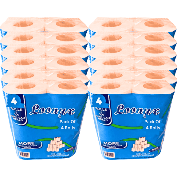 Loonyx Ultra Soft 2-Ply White Toilet Paper, 48 Standard Rolls, 200 Sheets per Roll