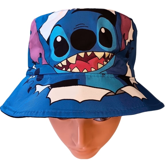 Loonyx Unisex Kids Blue Cartoon Stitch Bucket Hat, Sun Protection, Ages 5-10